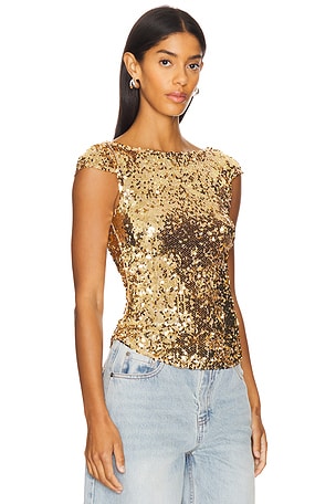 Free People x Intimately FP Late Last Night Tee in Metallic Gold