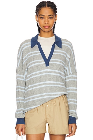 x We The Free Striped Travis Polo Tee Free People