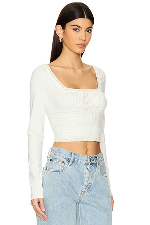Free People Scarlet Smocked Long Sleeve in Ivory