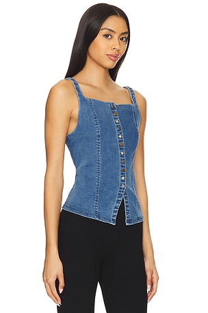 Free People A Moment In Time Denim Vest in Blue