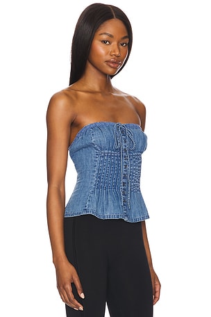 Free People Denim Wink Wink Tube Top in Blue