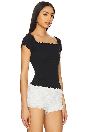 Free People Pucker Up Seamless Tee in Black