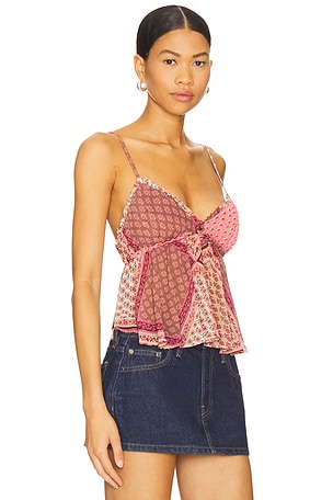 Free People Alix Printed Tank in Pink,Neutral. Size XL. Also