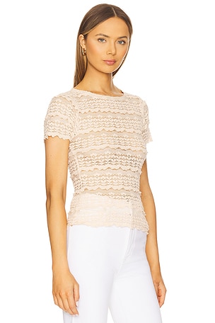 Free People Angelina Lace Tee in Nude