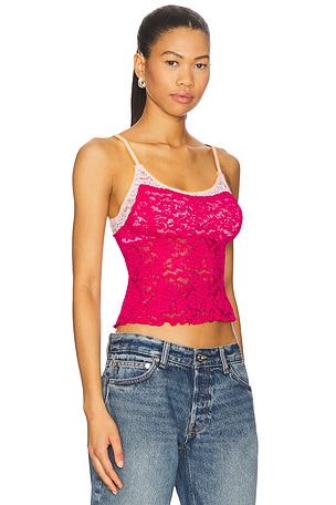 Free People All Day Lace Cami in Fuchsia