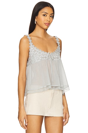 Free People Stevie Lace Tank in Light Grey