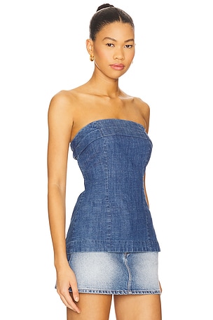 Free People Lora Denim Tube Top in Blue