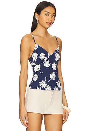 Free People Susie Printed Top in Navy