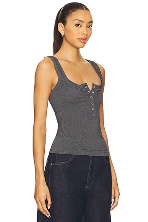 Free People Clean Slate Henley Tank in Black