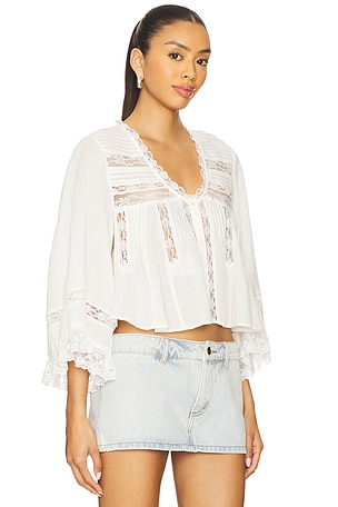 Free People x REVOLVE Rosa Ruffle Top in Ivory