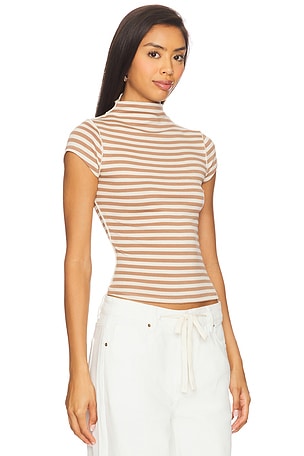 Free People x We The Free Lola Tee Stripe In Otter Combo in Tan