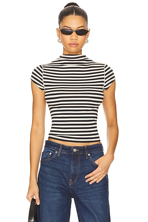 x We The Free Lola Tee Stripe In Black & White Stripe Free People