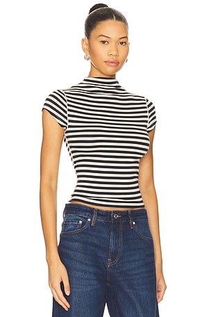 Free People x We The Free Lola Tee Stripe In Black & White Stripe in Black,White