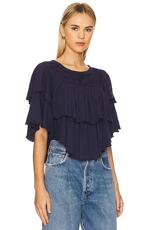 Free People Rose Party Tee in Navy