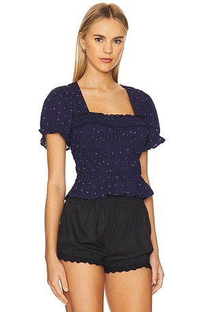 Free People Adore You Blouse in Navy