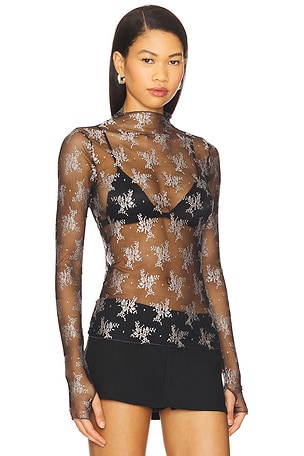 Free People Two Tone Lady Lux Top in Black