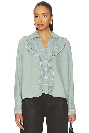 x We The Free Tattered And Ruffled Top In Vintage Tint Wash Free People