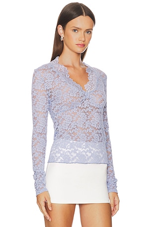 Free People All Day Lace Long Sleeve in Baby Blue. Size XS. Also