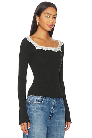 Free People x Intimately Oh My Darling Long Sleeve In Black Combo in Black