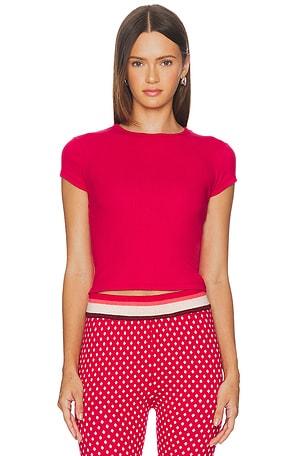 x Intimately Wait A Minute Baby Tee In Lipstick Red Free People