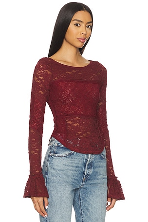 Free People Lace Layering Long Sleeve in Wine. Size XS. Also