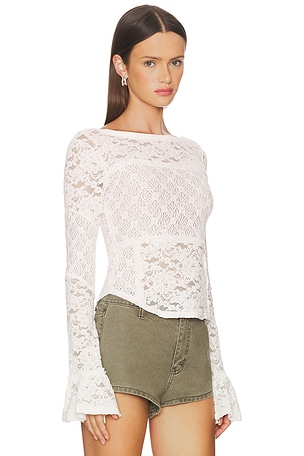 Free People Lace Layering Long Sleeve in Ivory