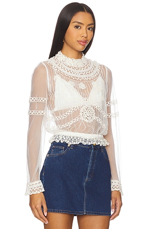Free People x REVOLVE Forever Romance Blouse in Ivory. Size XS. Also