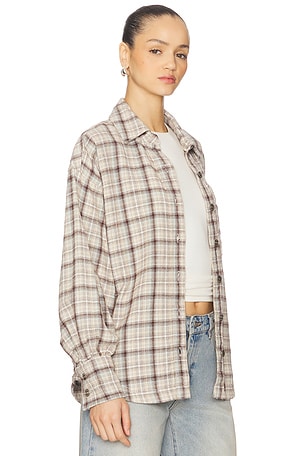 Free People x We The Free Ashley Plaid Shirt In Ivory Combo in Ivory