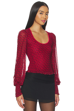 Free People Dottie Knit Top in Red