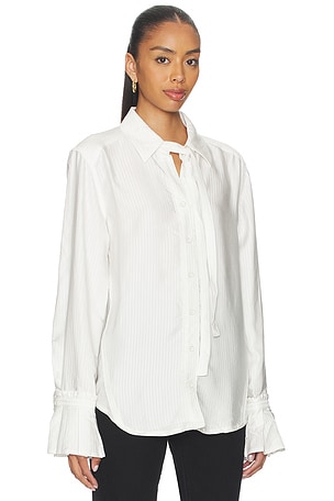 Free People Mary Lou Silky Shirt in Ivory