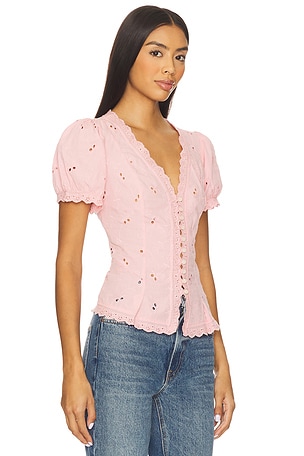 Free People x REVOLVE Belle Eyelet Blouse in Pink