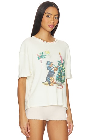 Free People x We The Free Merry Meowy Tee In Ivory Combo in Ivory