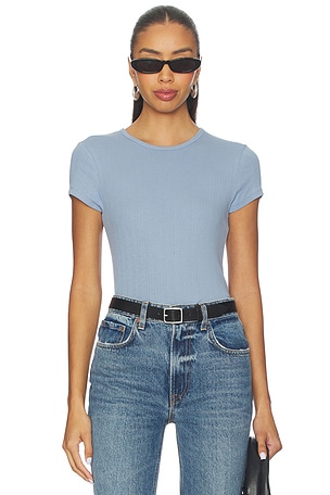 x Intimately FP Wait A Minute Baby Tee In Soft Chambray Free People