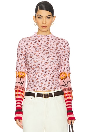 x We The Free Bold Bowery Cuff Top In Cherry Blossom Combo Free People