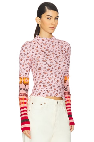 Free People x We The Free Bold Bowery Cuff Top In Cherry Blossom Combo in Ivory