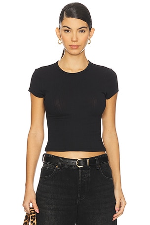 x Intimately FP Wait A Minute Baby Tee In Anthracite Free People