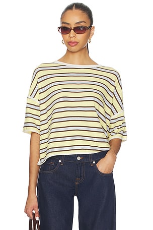 x We The Free Clean Rugby Tee In Yellow Combo Free People