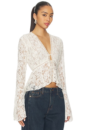 Free People Whispering Love Lace Top in Cream. Size XS. Also