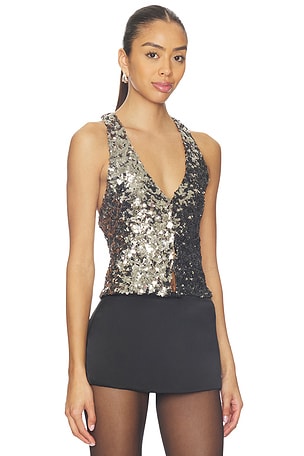 Free People x REVOLVE Faye Shine Vest in Metallic Silver