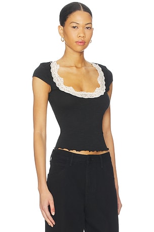 Free People Oh My Darling Tee in Black