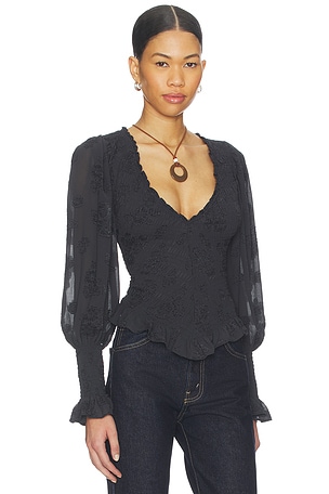 Free People x REVOLVE Smocked In Love Top in Black. Size XS. Also