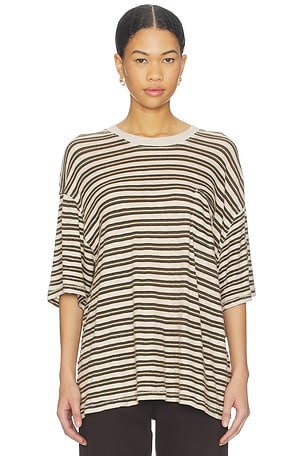 Free People x All Love Stripe Pocket Tee in Brown