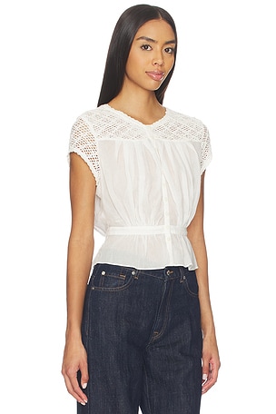 Free People Glimmer Embroidered Top in Ivory. Size S. Also