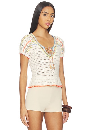 Free People Friendship Pullover in Ivory,Orange