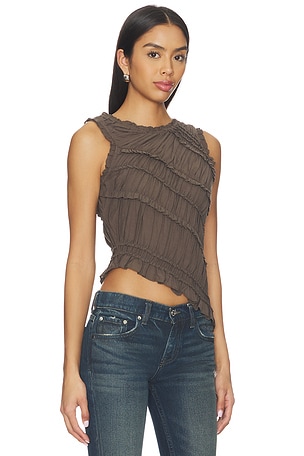 Free People Pink Sands Smocked Top in Chocolate