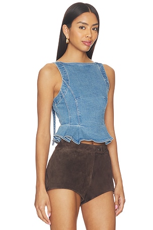 Free People Sunfaded Denim Top in Blue. Size S. Also