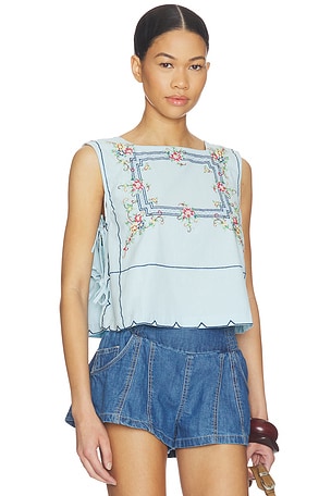 Free people garden wall top en color bebe azul