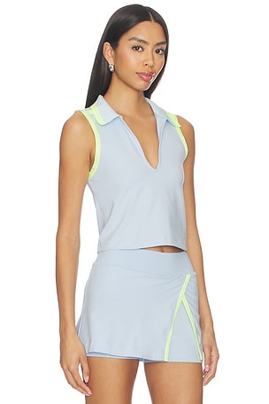 Free People x FP Movement Forehand Polo Top in Baby Blue