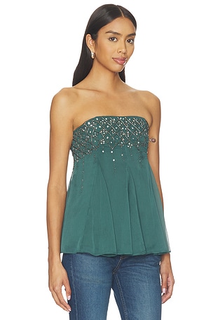 Free People Tara Embellished Tube in Dark Green