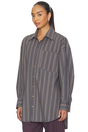 Free People X We The Free Freddie Striped Shirt in Grey. Size M. Also